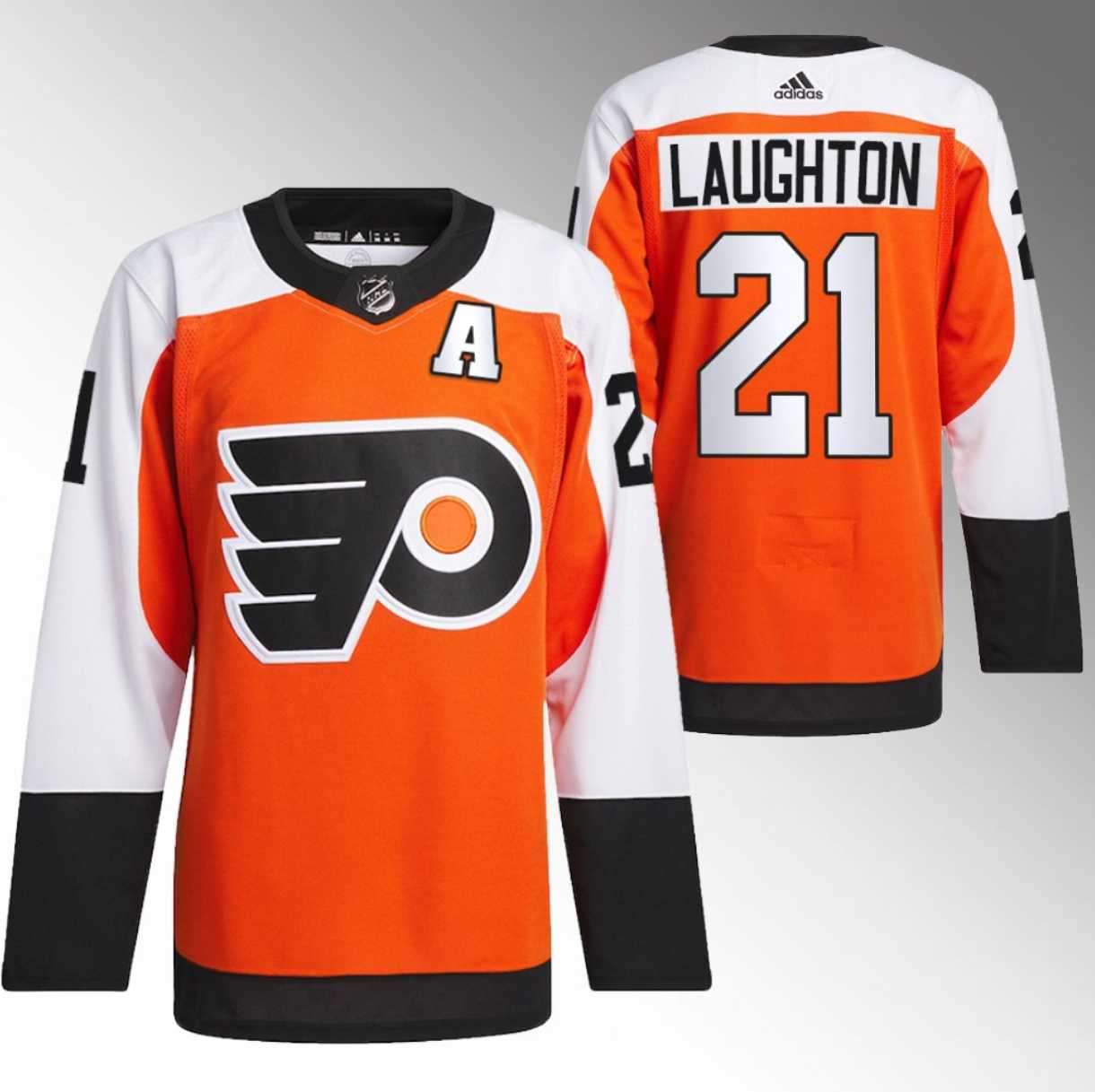 Mens Philadelphia Flyers #21 Scott Laughton 2023-24 Orange Stitched Jersey Dzhi->->NHL Jersey
